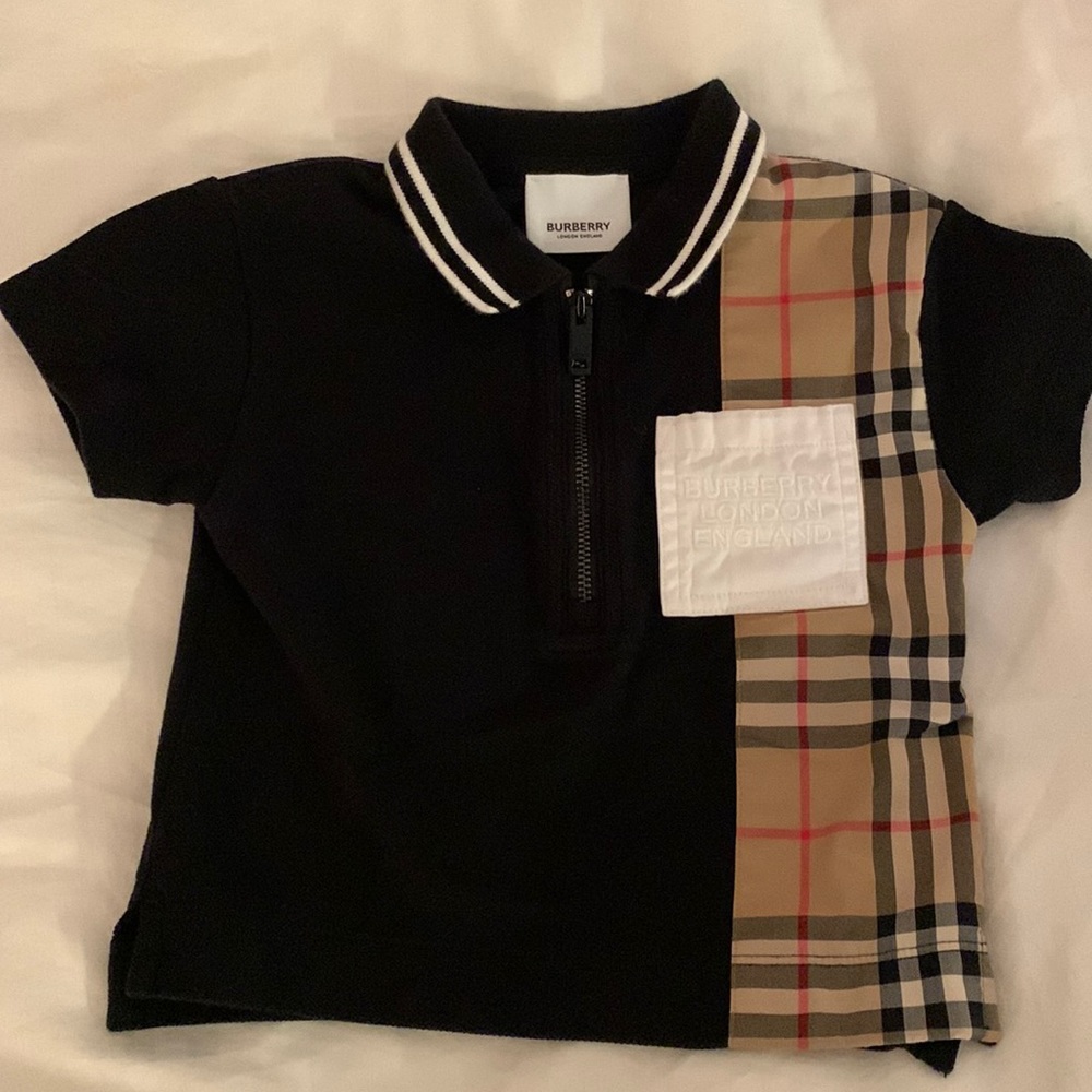 Burberry baby black polo, latest style baby 12 months NWOT